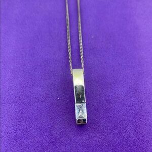 💛 Vintage 925 Silver CZ Pendant Necklace